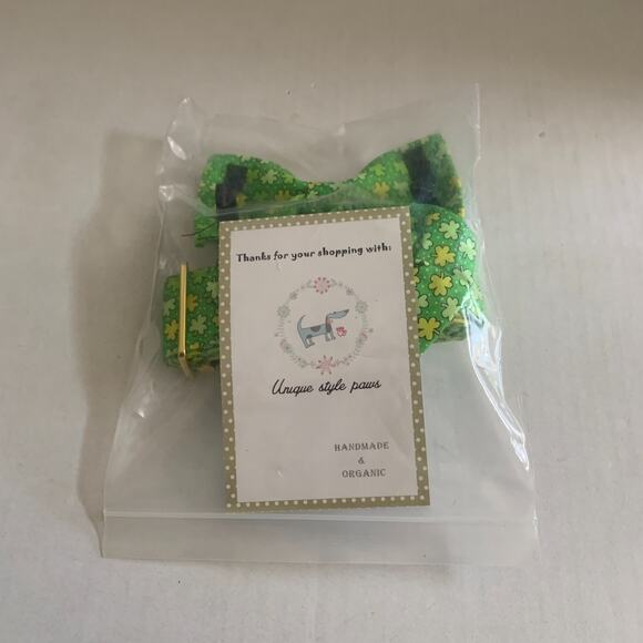 Unique Style Paws Cotton Dog Collar With Removable Bow St. Patrick Day - Picture 3 of 8
